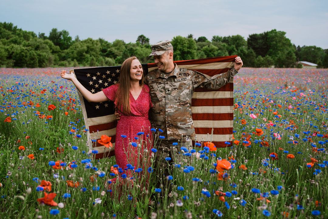 Poppy Field + Lake Michigan Military Couples Session